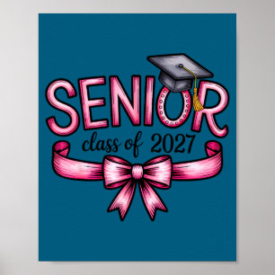 Senior class of 2027 coquette pink bow graduation poster