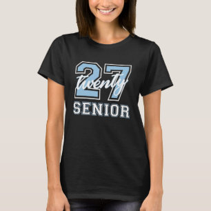 Senior Class of 2027 Graduation Varsity Cyan White T-Shirt