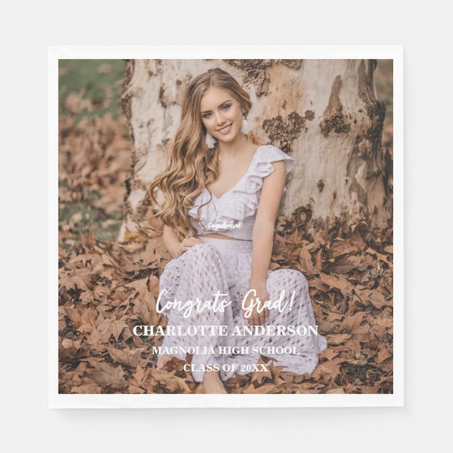 Senior Congratulations Graduate Photo Napkin (Front)