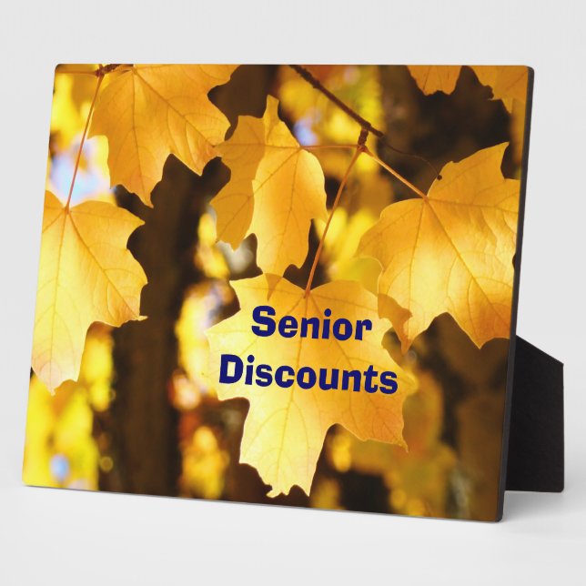 Senior Discount Counter sign Plaques custom Autumn (Side)