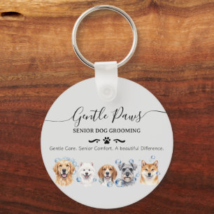 Senior Dog Grooming Business Promotional Key Ring