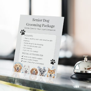 Senior Dog Grooming Pet Grooming for Aging Dogs Pedestal Sign