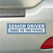 Senior Driver Thanks For Your Patience White Blue Car Magnet (In Situ)
