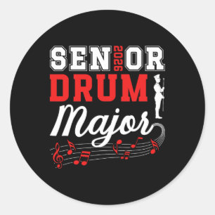 Senior Drum Major Cl Of 2026 Marching Band Senior Classic Round Sticker