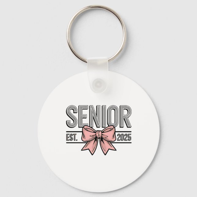 Senior Est 2025 Bow Coquette Graduation  Key Ring (Front)