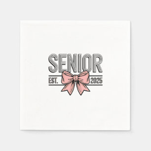 Senior Est 2025 Bow Coquette Graduation Napkin