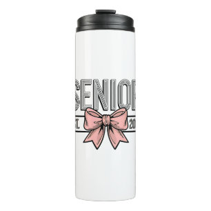 Senior Est 2025 Bow Coquette Graduation Thermal Tumbler