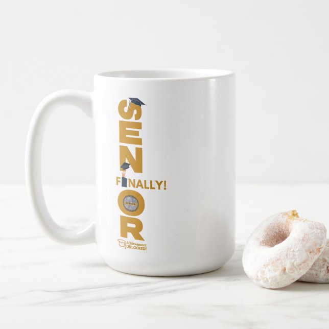 Senior Finally Graduation Achievement Unlocked Coffee Mug (With Donut)