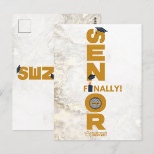 Senior Finally Graduation Achievement Unlocked Postcard