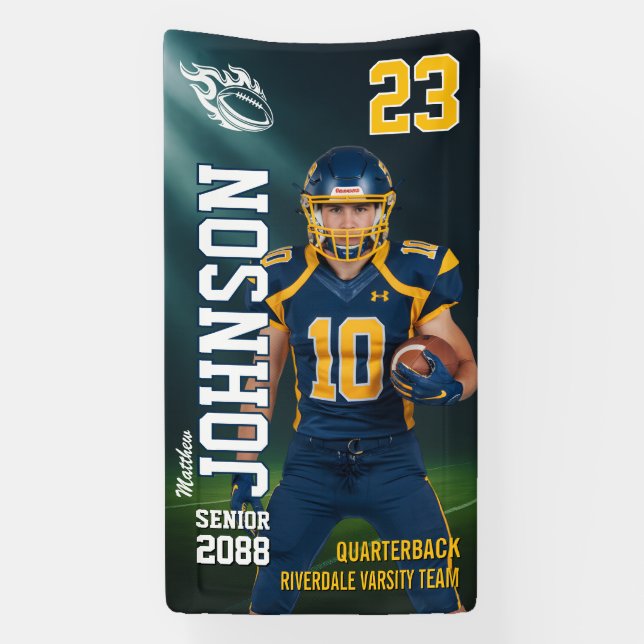 Senior Football MVP Player Sports Photo Vertical Banner (Vertical)