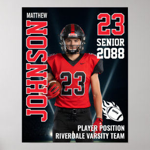 Senior Football Photo Light Background Sports Poster