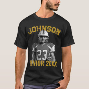 Senior Football Player Custom Photo Vintage T-Shirt