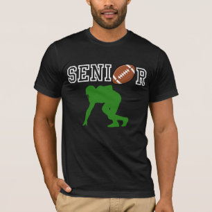 Senior Football Player with Green Silhouette T-Shirt