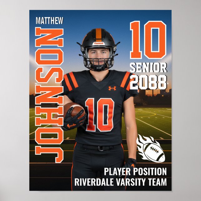 Senior Football Stadium Player Photo Sports Poster (Front)