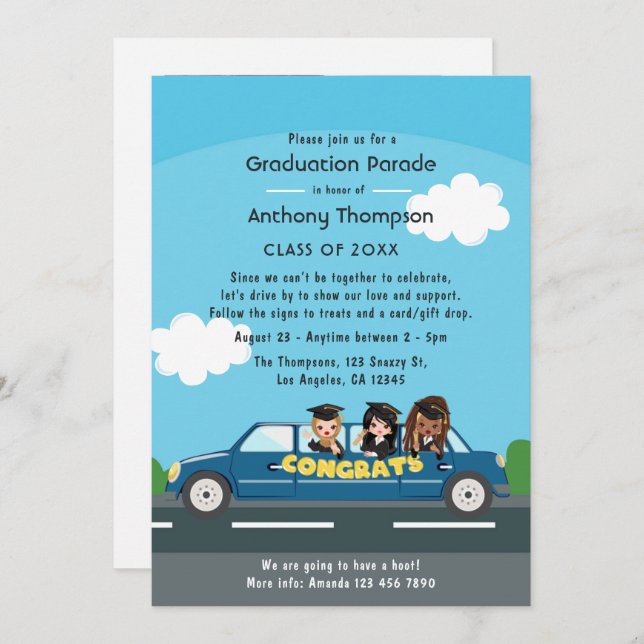 Senior Girl Drive By Graduation Party Photo Invitation (Front/Back)