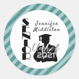 Senior Girl Graduation - DIY Colour Classic Round Sticker
