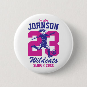 Senior Girl Soccer School Sports Football Player 6 Cm Round Badge