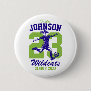 Senior Girl Soccer School Sports Football Player 6 Cm Round Badge