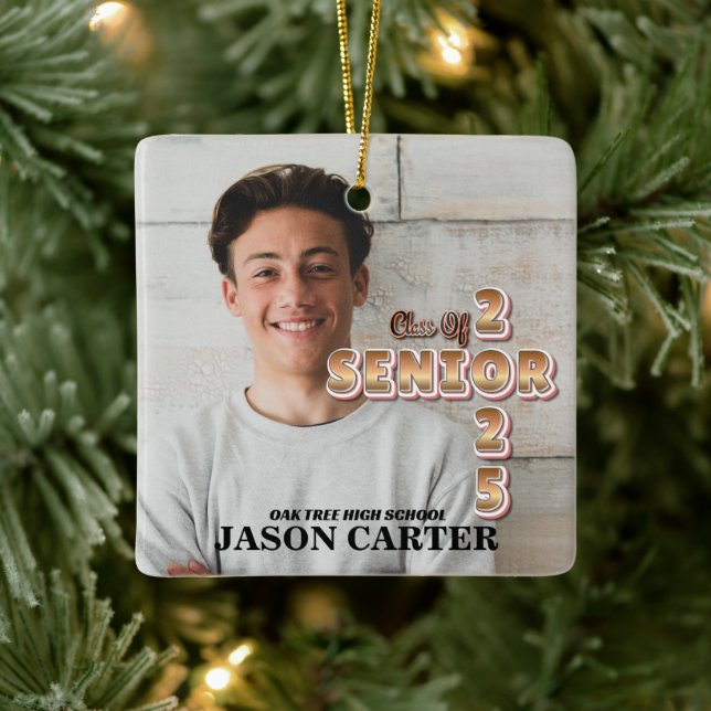 Senior Graduate Class of 2025 Graduation Photo Ceramic Ornament (Tree)