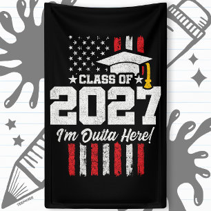 Senior Graduation American Flag Class of 2027 Banner