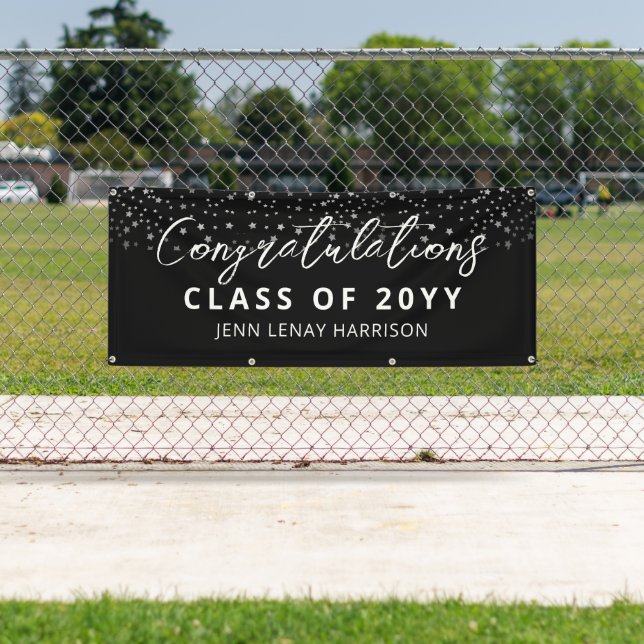 Senior Graduation Black Silver Congratulations Banner (Insitu)