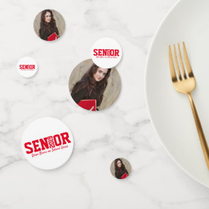 Senior Graduation Block Letter Photo Confetti