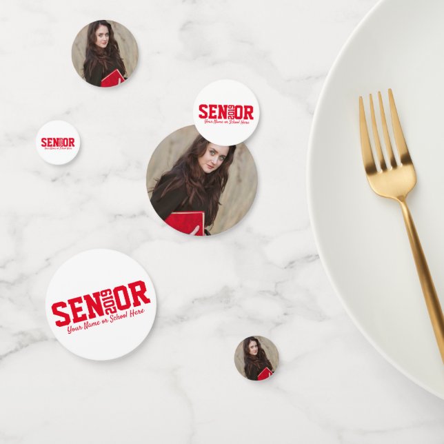 Senior Graduation Block Letter Photo Confetti (Group)