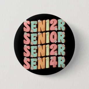 Senior Graduation Cute Groovy Senior Cl Of 2024 6 Cm Round Badge