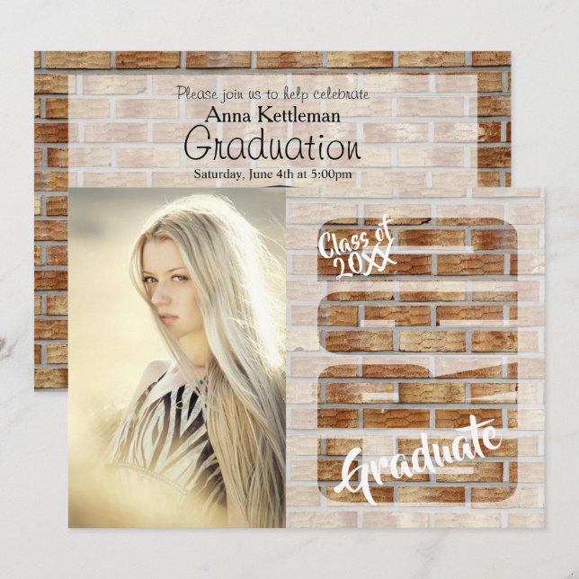 Senior 🎓 Graduation DIY Photo and Text Invitation (Front/Back)