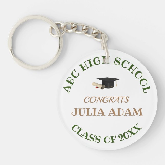Senior graduation high school modern typography key ring (Front)