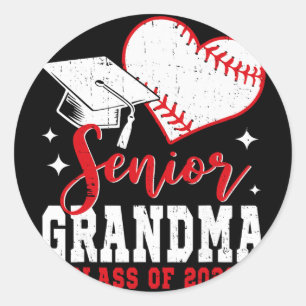 Senior Grandma Cl Of 2026 Baseball Graduation Classic Round Sticker