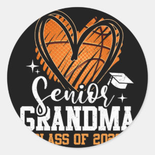 Senior Grandma Cl Of 2026 Basketball Graduation He Classic Round Sticker