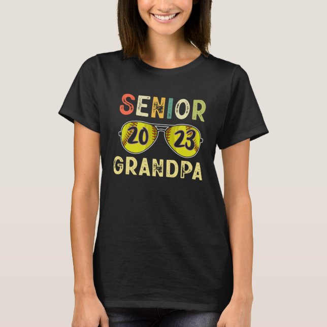 Senior Grandpa 2023 Cool Proud Softball Senior Gra T-Shirt (Front)
