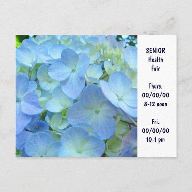 SENIOR Health Fair Invitation Cards custom Blue (Front)