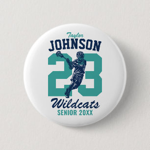 Senior Lacrosse Team High School Sports Player 6 Cm Round Badge