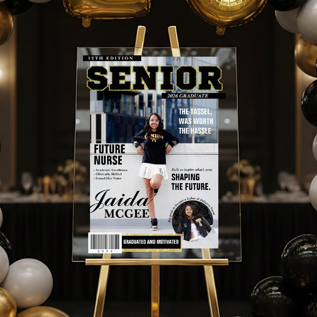 Senior Magazine Style Acrylic Graduation Display (Acrylic Graduation Magazine Display Sign)