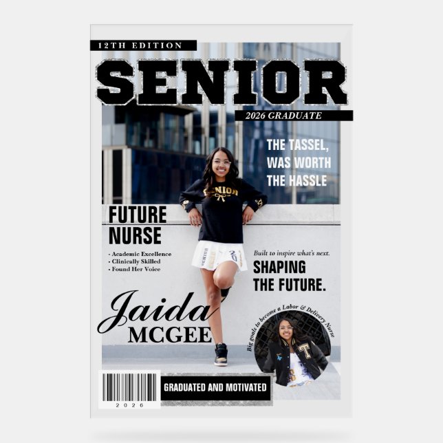 Senior Magazine Style Acrylic Graduation Display (Front)