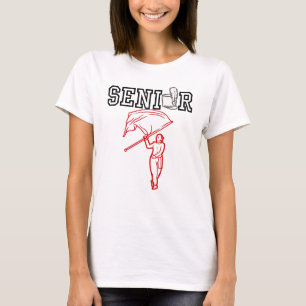 Senior Marching Band with Red Outline Flag Girl T-Shirt