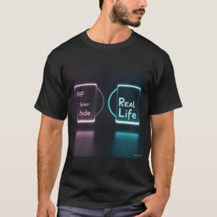 Senior Mode vs Real Life Neon Graduation Tshirt