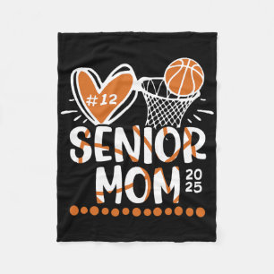 Senior Mom Cl Of 2025 Custom Sketll Player Number  Fleece Blanket