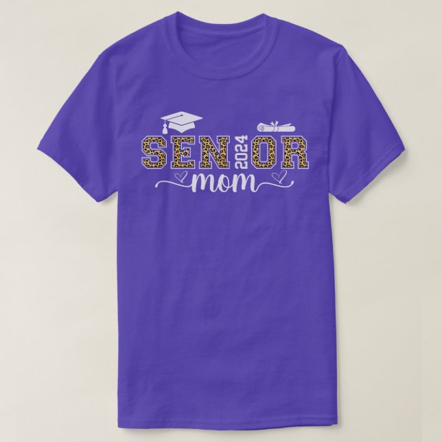 Senior Mom Graduation 2024 Leopard Proud Mom Grad  T-Shirt (Design Front)