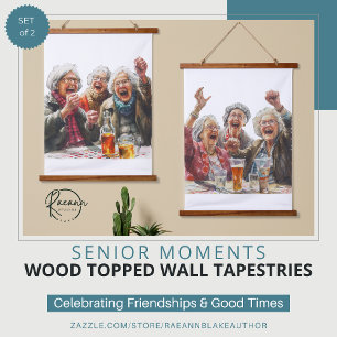 Senior Moments Wood Topped Wall Tapestry