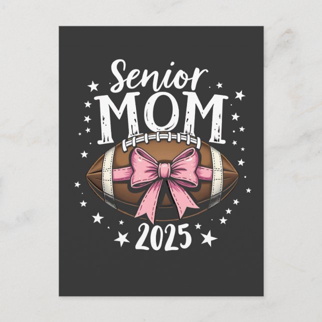 Senior Mum 2025 Class of Graduation Football  Invitation Postcard (Front)