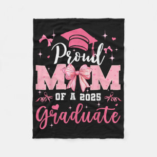 Senior Mum 2025 Graduation Proud Mum Coquette Bow Fleece Blanket