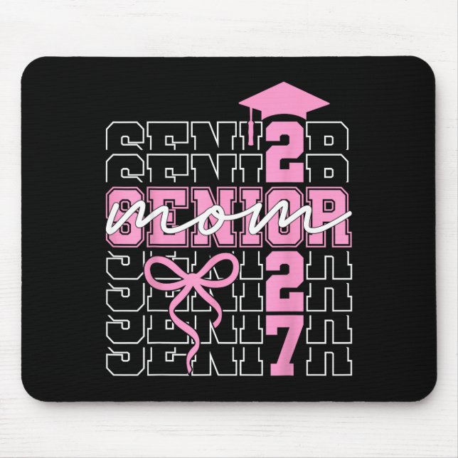 Senior mum 2027 class of 2027 coquette bow mouse pad (Front)