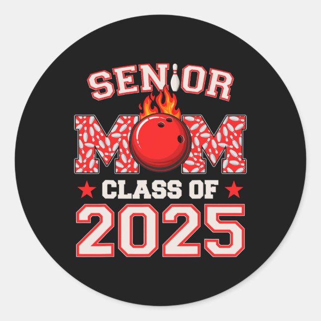Senior Mum Cl Of 2025 Bowling Graduation Mama 2025 Classic Round Sticker (Front)