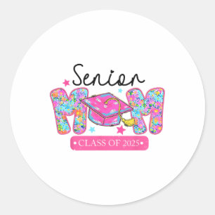 Senior Mum Cl Of 2025 Coquette Bow Graduation Classic Round Sticker