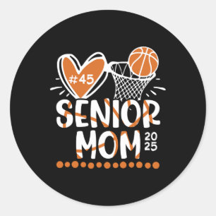 Senior Mum Cl Of 2025 Custom Sketll Player Number Classic Round Sticker