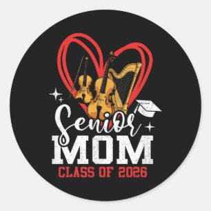 Senior Mum Cl Of 2026 Orchestra Music Graduation H Classic Round Sticker