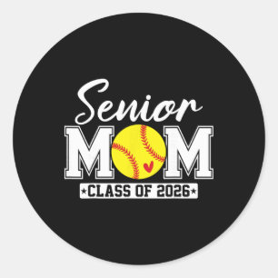 Senior Mum Cl Of 2026 Softball Mum Graduation  Classic Round Sticker